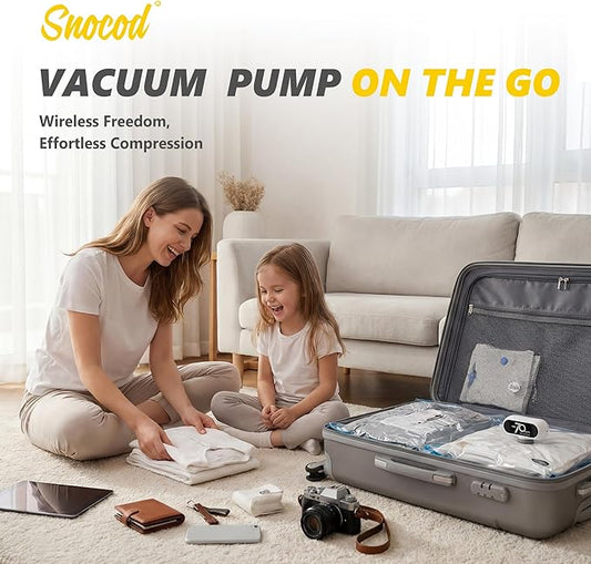 15 Pack Vacuum Storage Bags with -70KPa Electric Pump, Premium Tear-Resistant Reusable Bags for Clothing, Space Saving Essentials for Travel, White