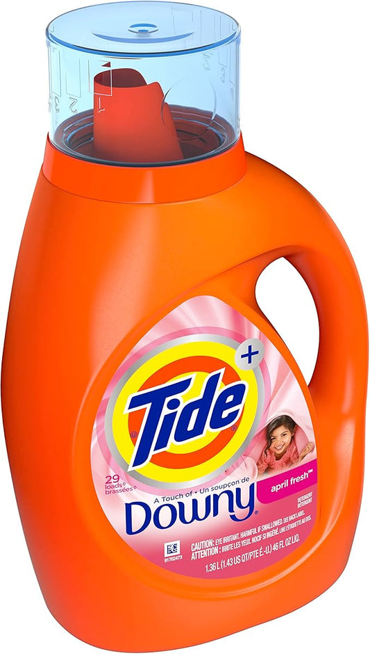 Tide Plus Downy Laundry Detergent Liquid Soap, April Fresh, 46 Fl Oz 29 Loads, 46 Fl Oz