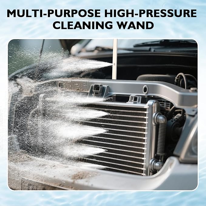 48" and 24" Radiator Cleaning Wand Set, 8 Nozzle Tips Pressure Washer Wand with Adapter Set, Water Air Cleaning Wands for Cars, Trucks, Trailers, Heavy Machinery