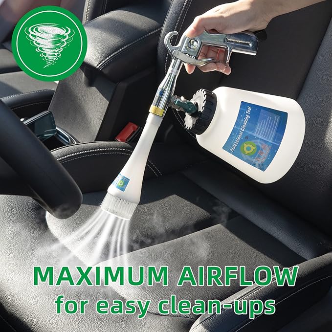 8 Car Cleaning Kit, Car Detailing Kit Cleaning Works with Air Compressor (Sponge Cloth + 5 x Brush Tips + Replacement Hose) 8 Parts Car Cleaning kit