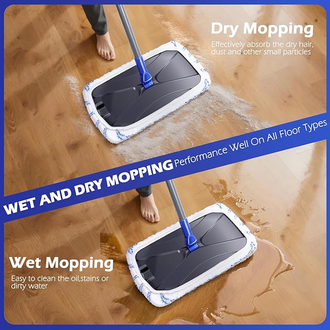 Masthome 36" Commercial Mop with 3 Microfiber Pads &Microfiber Mop for Dry and Wet Use-1 Cleaning Scraper Included- Home & Office Suitable