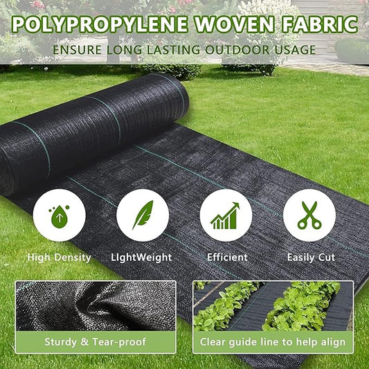 1.4ftx200ft Weed Barrier Landscape Fabric Heavy Duty,Weed Block Gardening Ground Cover Mat, Weed Control Garden Cloth ,Woven Geotextile Fabric for Underlayment,Commercial Driveway Fabric