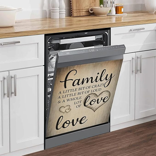 NYZE Dishwasher Magnets Cover, Dishwasher Magnetic Sticker Decorative, 23 x 26 Inch Removable Reusable Dish Washer Cover Mat for Dishwashers Kitchen Appliances(Family Love Quote)