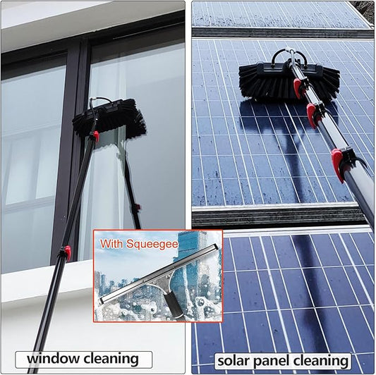 Telescopic Window Cleaning Pole with Water Fed Brush Kit 7.2M Reach Solar Panel & Conservatory Roof Cleaning Tools