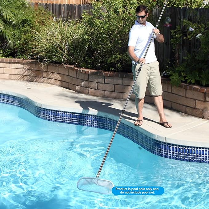 Carbon Fiber Pool Pole, Professional Ultralight Pool Poles 4.6 to 15 FT, Telescoping Lightweight Pool Cleaning Pole, Heavy Duty Pool Pole for Skimmer Net, Brush, Vacuum Head 15FT