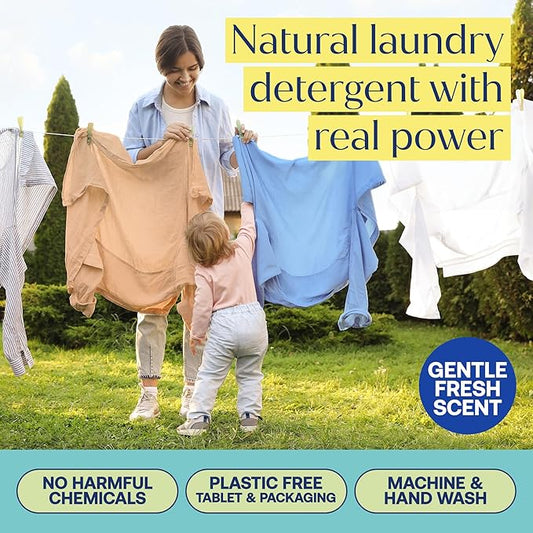 Fab Tab Laundry Detergent Tablets, Clean Ingredients, Sensitive Skin Friendly, Powerful & Gentle Clean, Fresh Scent, Plastic-Free Alternative to Liquids, Laundry Pods and Sheets, 120 Count.