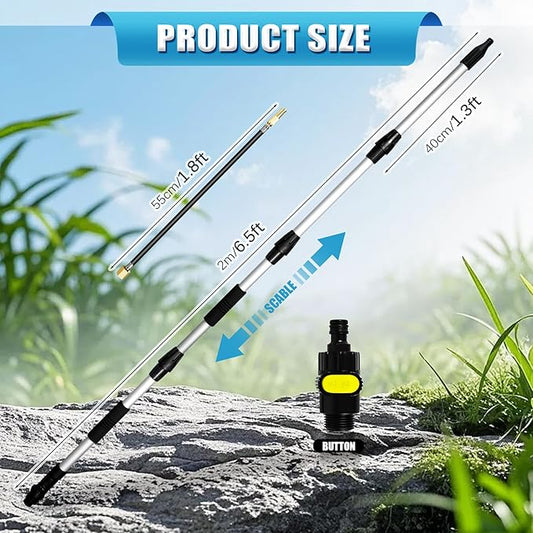Gutter Cleaning Tools from The Ground,Rain Gutter Cleaner with Heavy Duty Bendable Wand,Gutters Cleaning Hose Attachment,Roof Cleaner for Garden Watering,Car Washing