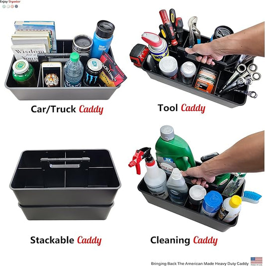 5 Extra Large Portable Carry Caddy, Black, Carrier for Cleaning Supplies, Tools, All-Purpose Carry Caddy Made In USA