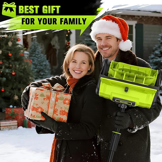 40V Cordless Snow Shovel, 13 Inch 4.0Ah Electric Snow Shovel with Directional Plate, Brushless Cordless Snow Blower for Pathway, Patio, Deck, Driveway, Green