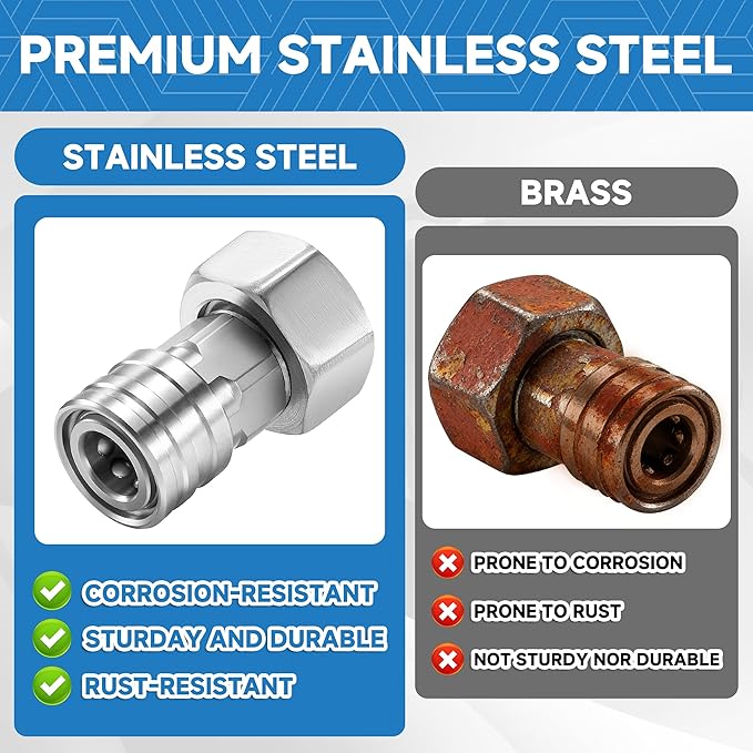 RIDGE WASHER Garden Hose to Pressure Washer Adapter, 3/4” GHT to 1/4”Stainless Steel Quick Connect, Convert Water Hoses to Power Washer Connector