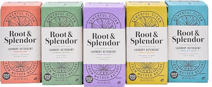 Root & Splendor Ultra Concentrated All Natural Laundry Detergent Liquid - Plant Based, Enzymatic Laundry Soap, Free & Clear Unscented, 3 Liter, 200 Loads
