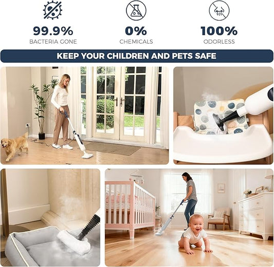 Steam Mop for Hardwood Floors, 11-in-1 Steam Cleaner with Handheld Steamer, 212°F Powerful Multi-Surface Cleaning for Tile, Grout, Carpet & Wall, Fast Heat, 22.9FT Cord, Floor Steam Mop