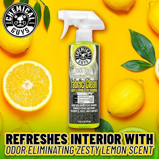 Chemical Guys CWS21916 Foaming Citrus Fabric Clean Carpet & Upholstery Cleaner, Ready to Use, Sprayable (for Carpets, Seats & Floor Mats), Safe for Cars, Home, Office, & More, 16 fl oz, Citrus Scent