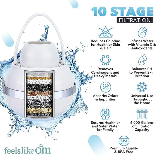 Water Filter for Bath Tub - 10-Stage Filtration Bath Filter for Tub Faucet | Bathtub Water Filter - Bath Filter Reduces Chlorine & Heavy Metals, Balances pH, Infuses Vitamin C - BPA free