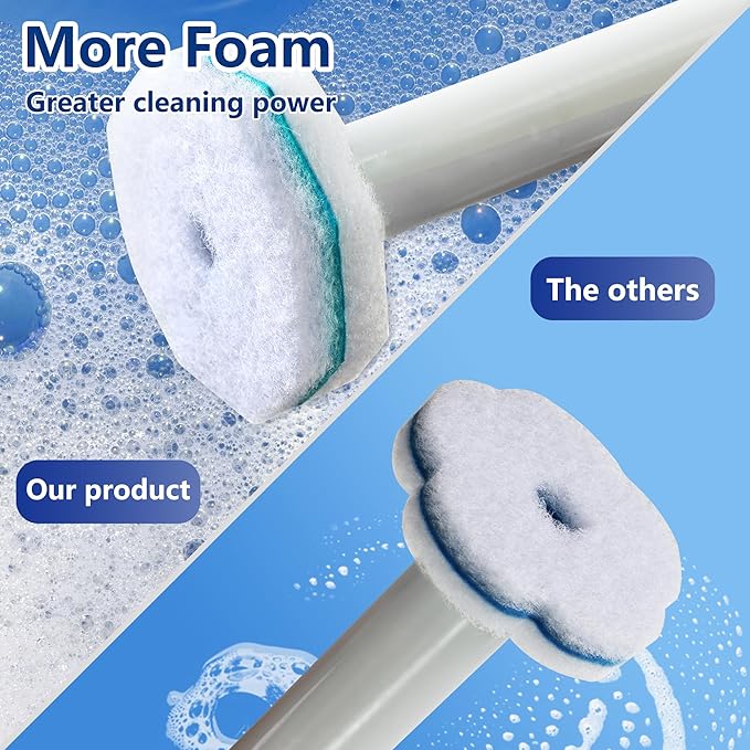 Disposable Toilet Brush and Holder with 42 Replacement Heads, Wall Mounted Toilet Wand Refills Kit, Fresh Scented Bathroom Cleaning System(Rainforest Rush)