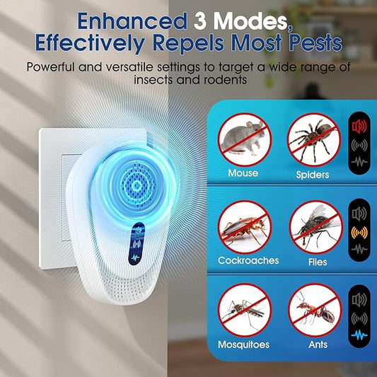 2026 Fooxem Upgraded Ultrasonic Pest Repellent 6 Packs, Mouse Traps Repellent Plug in, 3 Modes, Pest Control, for Mouse, Rodent, Roach, Bugs, Mice, Spider, Ant, Mosquito, Indoor Repeller for Home