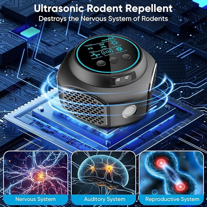 Ultrasonic Pest Repellent Plug in, Mouse Rodent Repellent Indoor Insect Control Traps for Mice Rat Squirrel Bats Roach Spider Ant Bug, Electronic Repelling Device with 3 Mode Switching