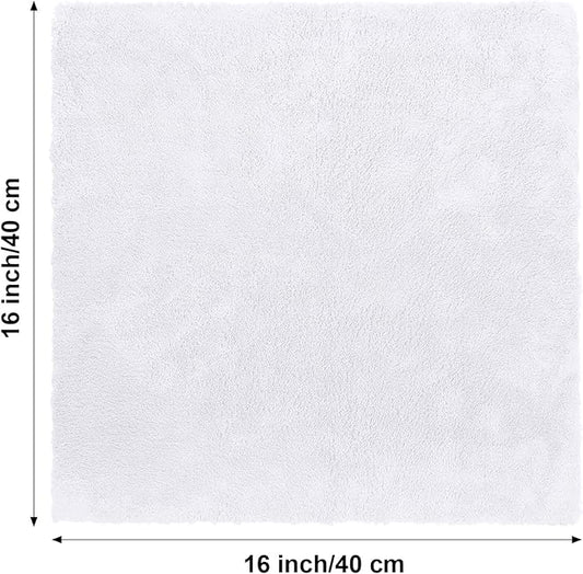 Shimeyao 30 Pcs 16 x 16 Inch Edgeless Microfiber Plush Towels for Cars Detailing Drying Wash Polishing Absorbent Cleaning Cloths, 500 GSM (White)