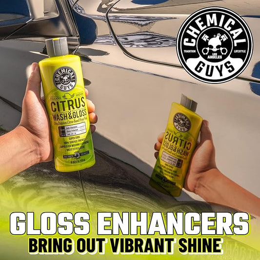 Chemical Guys Citrus Wash & Gloss Foaming Car Wash Soap - High Suds Formula Foam Cannon Soap for Foam Blasters, or Bucket Washes - Safe on Paint, Clear Coat, and Wax, Citrus Scent - 128 oz