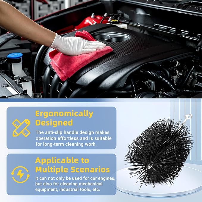 12 Pcs 61820 Car Engine Cleaning Detailing Brush Kit - Motor Engine Alternators Bay Stainless Steel Wire Brass Nylon Polishing and Cleaning Brush Set Tool