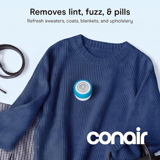 Conair Electric Fabric Shaver & Lint Remover, Cordless, 2.25" Surface | Extra-large lint shaver depills and removes fuzz from all fabrics, stainless steel blades, 3 adjustable depth settings - Image 2