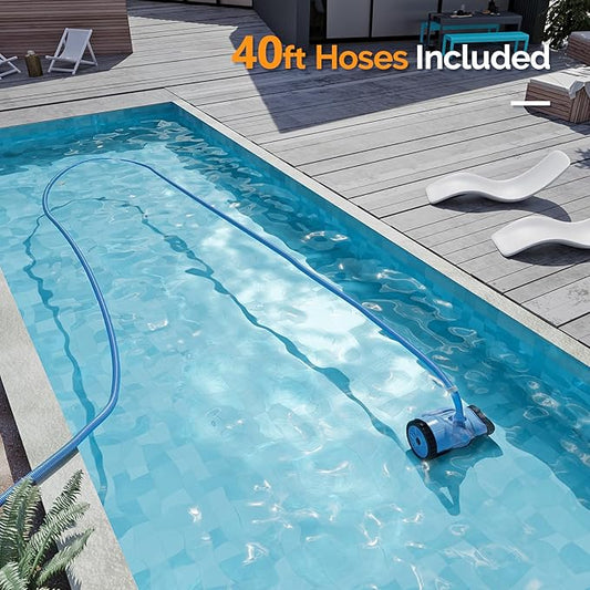 VINGLI Automatic Pool Cleaner for Inground Pools – Suction-Side Pool Vacuum with Powerful Wall-Climbing, 40FT Tangle-Free Hose, Ultra-Quiet Operation – Memory Blue & Gray