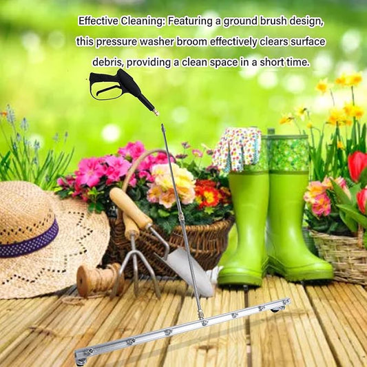39.37inch Pressure Washer Cleaner, Power Pressure Washer Attachment, Stainless Steel Water Broom with 1/4inch Quick Connector, Surface Cleaner for Household and Business Use (for Floor)