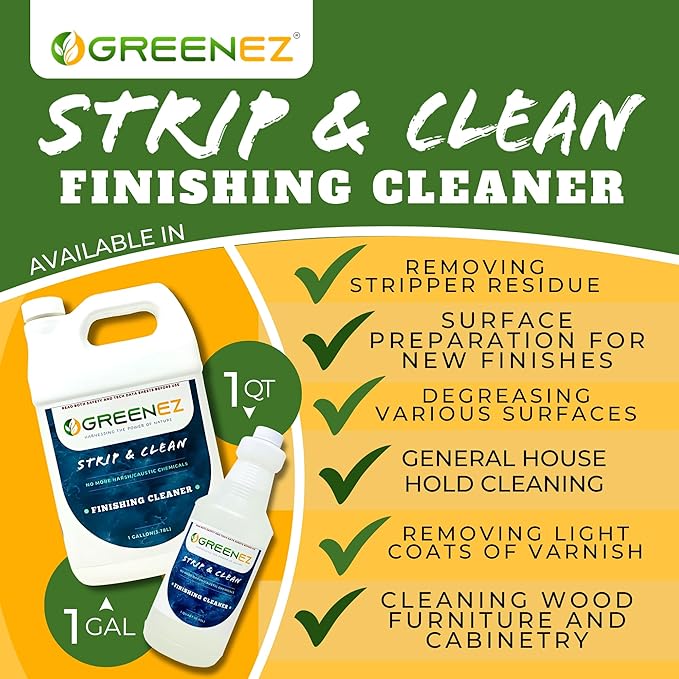 Cleaner | Heavy-Duty Stripper Residue & Grease Remover for Wood | Concentrated Kitchen Degreaser & Stain Remover | Prepares Surfaces for New Finishes - 1 Quart