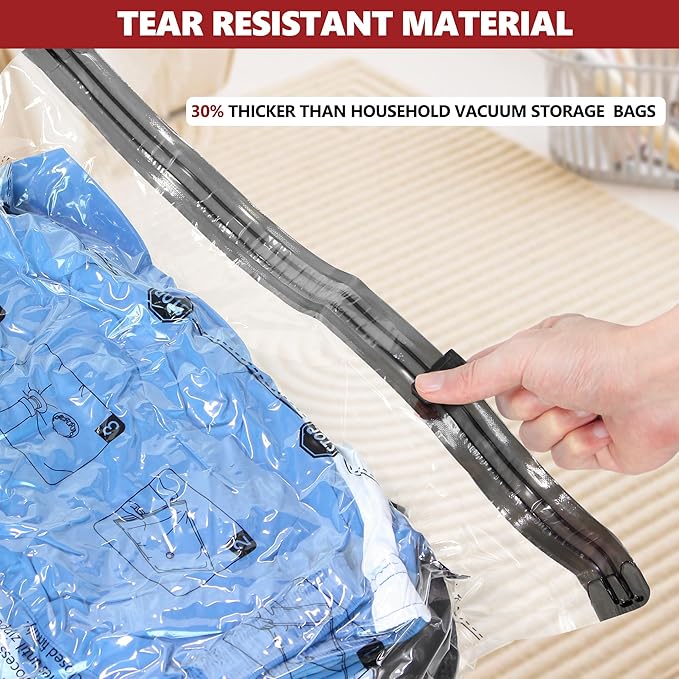 Vacuum Bags for Travel with Rechargeable Pump, 8 Small Compression Packing Seal Bags for Luggage Suitcase, Space Saver for Clothing and Clothes Storage Travel