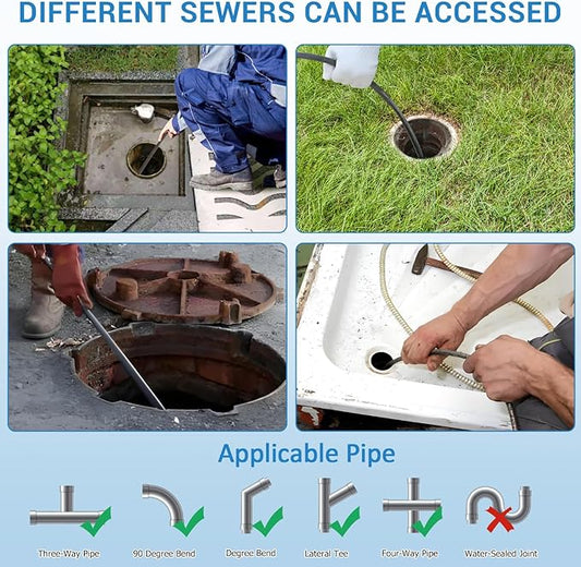 Drain Cleaner Machine 75FT x 3/8 Inch, Professional Sewer Snake Auger with 250W Motor, Auto Feed, 8/4 Cutters, Foot Switch & Wheels, Gloves, Semi-Enclosed Drum, Portable Plumbing Tool for 1"-4" Pipes