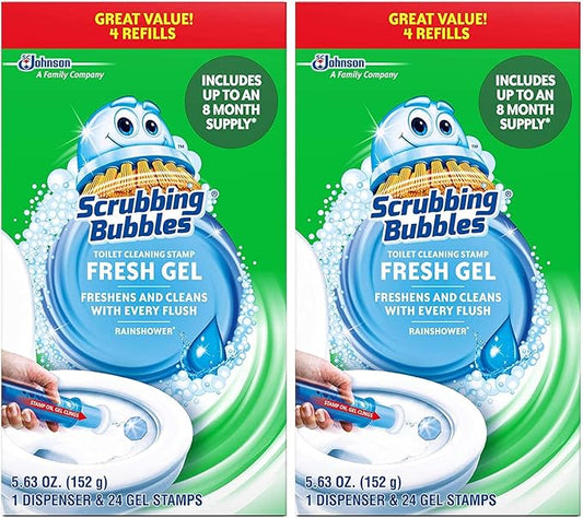 Mega Value Scrubbing Bubbles Toilet Cleaning Gel Fresh, 2 Dispensers, 8 Refills, 48 Gel Stamps, 10.72oz