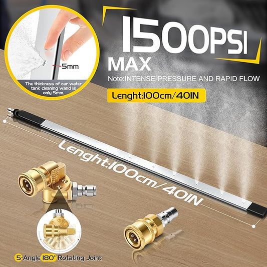 40'' Portable Radiator Cleaning Wand, Water and Air Dual-Use 1500 PSI Pressure Washer Tool, Two 1/4''Quick Coupler,Radiator Cleaning Wand Fit for Household Cars,Trucks,RV Radiators