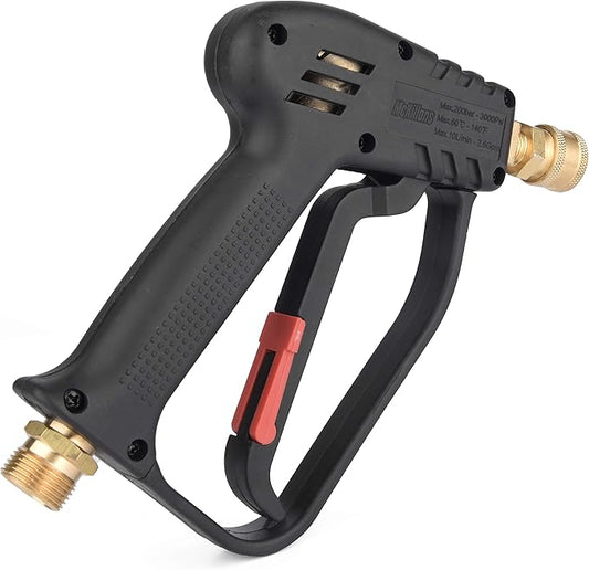 McKillansยฎ Short Pressure Washer Gun with Replacement M22 Inlet - High Pressure Water Handle with 1/4โ Quick Connector Coupler - Power Washer Gun Compatible with Foam Cannon - Car Wash Foam Gun