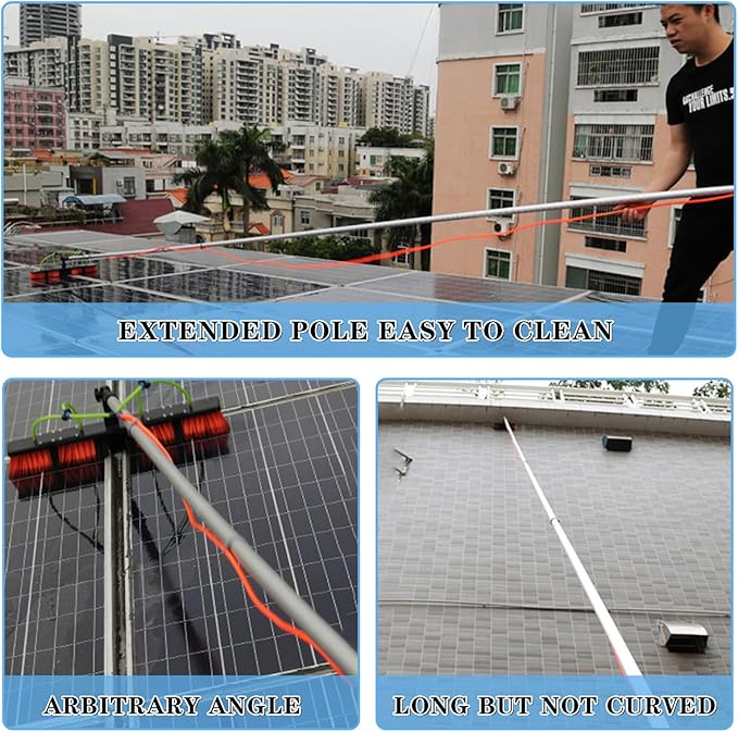 35FT Water Fed Pole Kit Adjustable Solar Panel Cleaning Kit Cleaner Tool for Window Glass Roof Outdoor Glass Brush Window Washing Equipment (35FT)