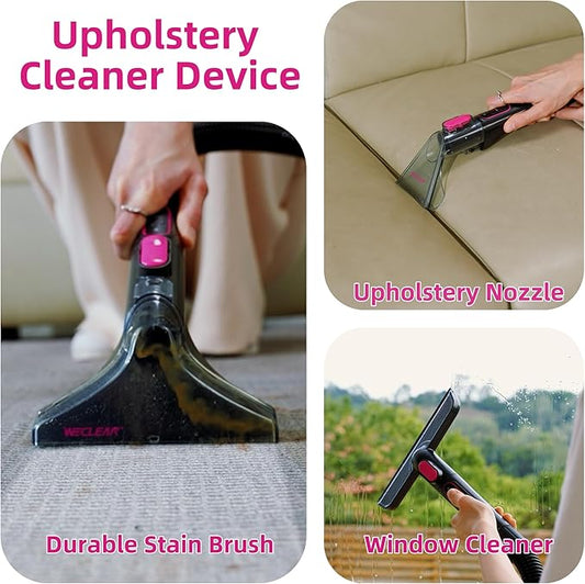 Portable Carpet Cleaner,18kPa Handheld Spot Cleaner for Upholstery and Car Interior,Cordless Pet Stain Remover with 500ml Tank,Lightweight for Sofa,Couch,Stairs,Mattress,Black and Pink