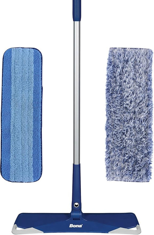 Bona Premium Microfiber Floor Mop & Bona Microfiber Cleaning Pad for Hardwood & Hard Surface Floors - 3 Pack & Bona Hardwood Floor Cleaner Refill - 128 fl oz