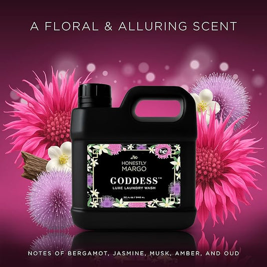 Honestly Margo Luxury Goddess Laundry Wash Detergent (32 Oz) – Women Laundry Detergent Infused With Luxurious Scent Notes, Delicate Laundry Soap, Long Lasting Fragrance – Sulfate and Paraben Free