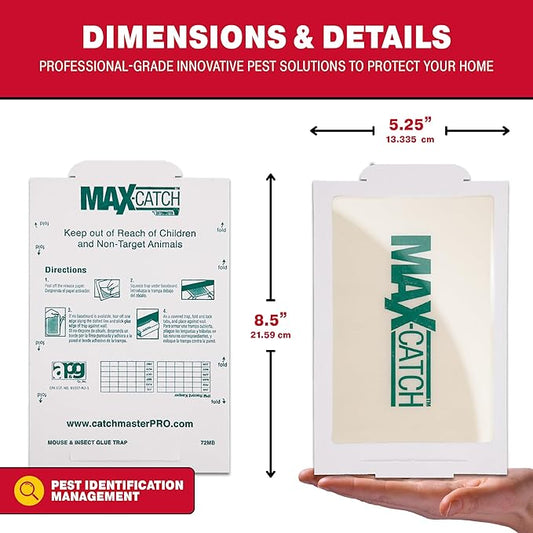 Catchmaster Max-Catch Mouse & Insect Glue Trap 72PK, Mouse Traps Indoor for Home, Sticky Pest Control Adhesive Tray for Catching Bugs, Bulk Unscented Glue Boards