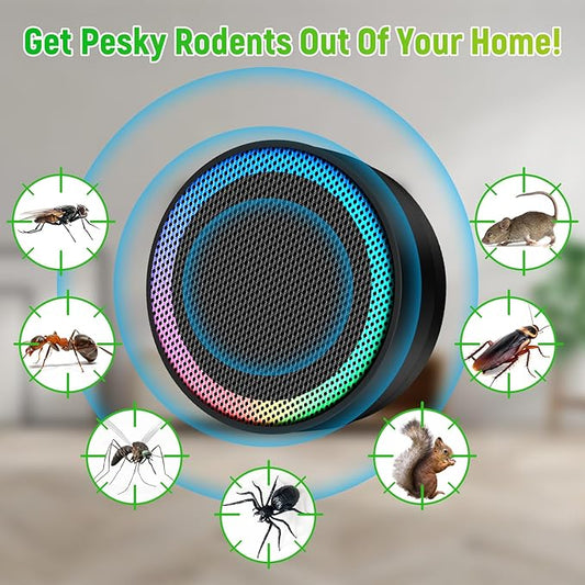 Ultrasonic Pest Control Repellent, Insect Indoor Repellent Plug in, Mini Pest Control Device for House, Ultrasonic Repellent for Mouse, Rodent, Roach, Mice, Mosquito, Spider, Black-2 Pack