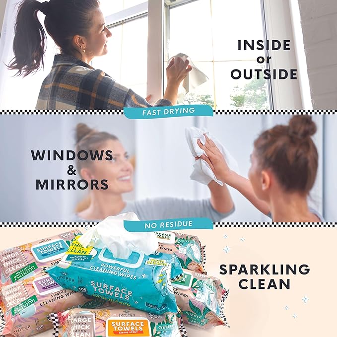 6 Packs Surface Cleaning Wipes Bleach Free, Thick & Large Dispose, All-Purpose Cleaner for Bathroom, Kitchen, Office, 600 Count Soft Flow, Biodegradable, No Scent