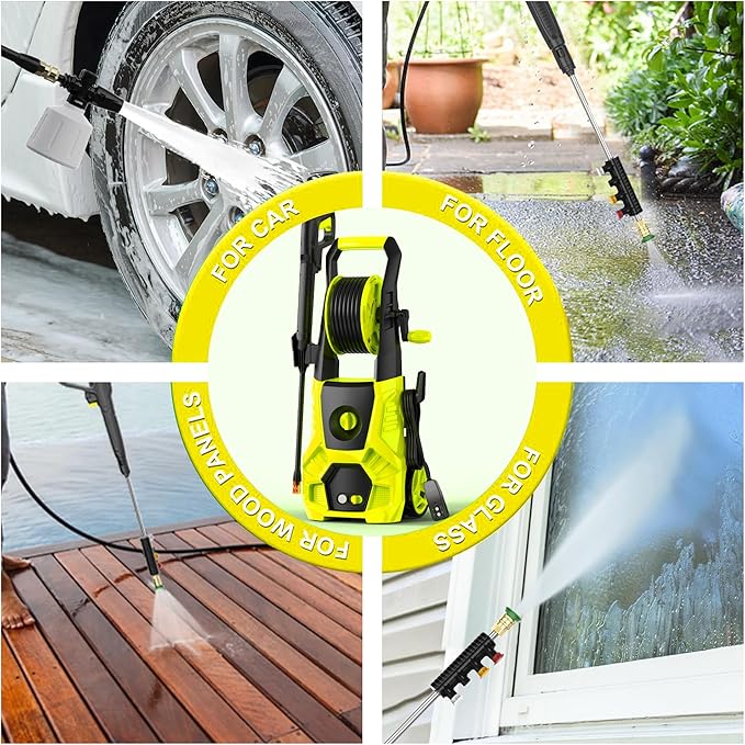 Hydro Jet Pressure Hose Water Wand for Gutter Patio Car Garden Window, Yellow