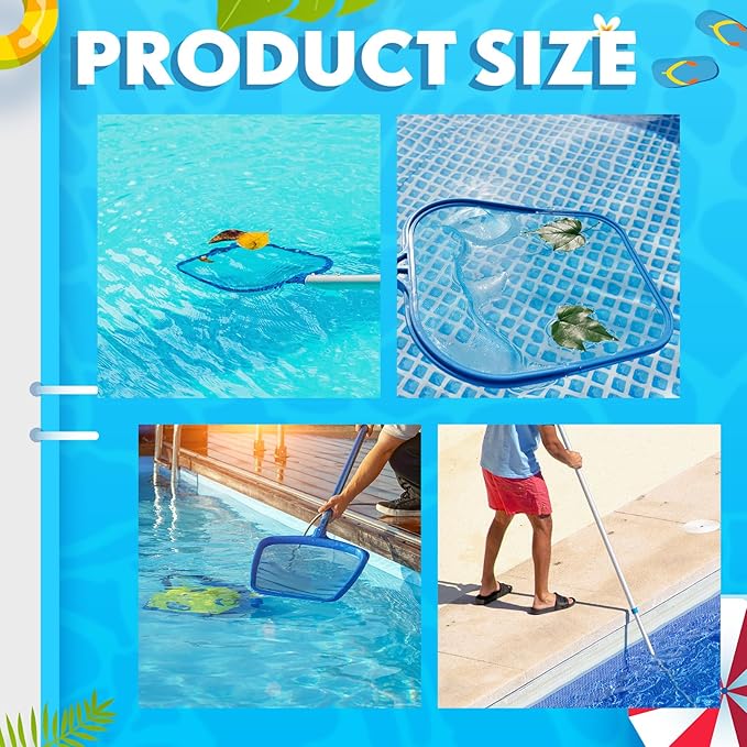 Swimming Pool Cleaning Kit Including 3 Pool Skimmer Net 3 Brush and Aluminum Adjustable Pole for Cleaning Walls Ideal Clean Kit for Above Ground
