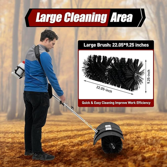 Gas Handheld Sweeper,Outdoor Hand Held Gas Power Broom,52cc 2Stroke Gasoline Power Broom Walk Behind Sweeper Cleaning Driveway Tools High Performance Cleaner (B)
