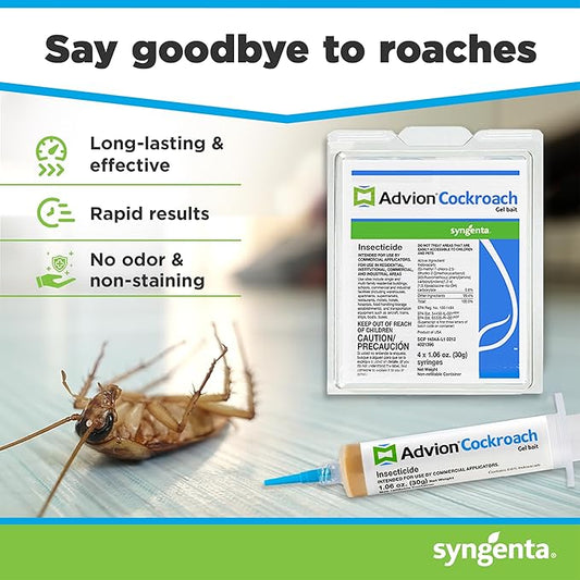 Advion Cockroach Gel Bait, 4 Tubes x 30-Grams, 4 Plunger and 4 Tips (Pack of 2)