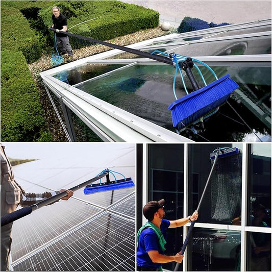 26FT Water Fed Pole Kit, Window Solar Panel Cleaning Brush and Pole, Window Washing Equipment Solar Panel Roof Glass Cleaner Tool