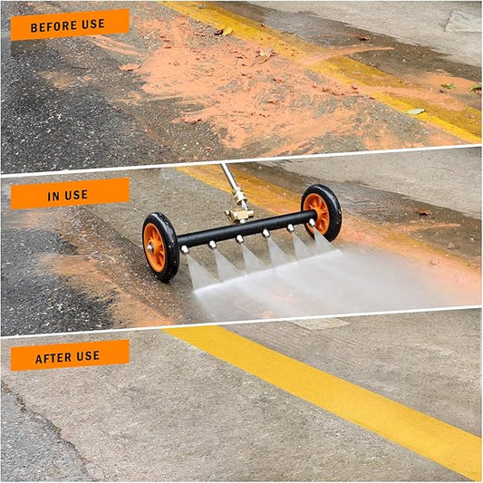 Undercarriage Pressure Washer Attachment, Siebwin 16" Dual-Function Water Broom for Pressure Washer Undercarriage Cleaner with 3 Pieces Extension Wand, 4000 PSI, Orange