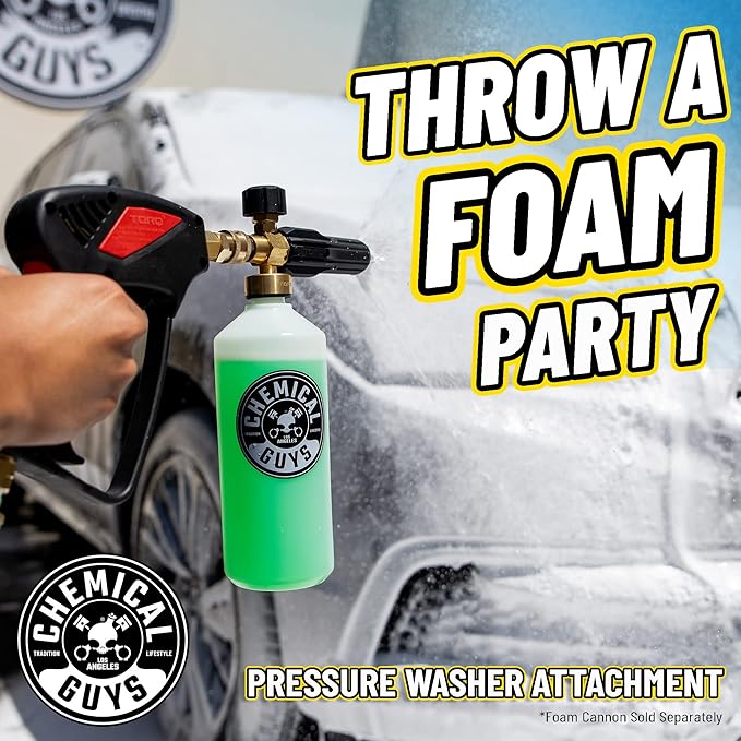 Chemical Guys EQP369 TORQ Professional Snow Foam Cannon Car Wash Snow Foamer + Sticky Snowball Ultra Snow Foam Car Wash Soap 16 fl oz (Safe for Cars, Trucks, SUVs, & More) Works with Pressure Washer
