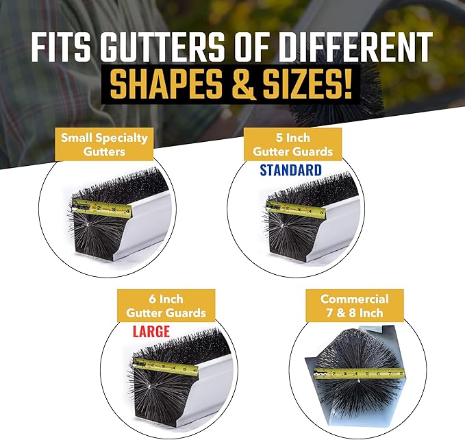 GutterBrush Gutter Guard 4.25-Inch Diameter – 90 Ft - DIY Leaf Filter for Small Gutters | No Tools Needed, Easy Install | Prevents Clogs & Reduces Cleaning | Made in USA
