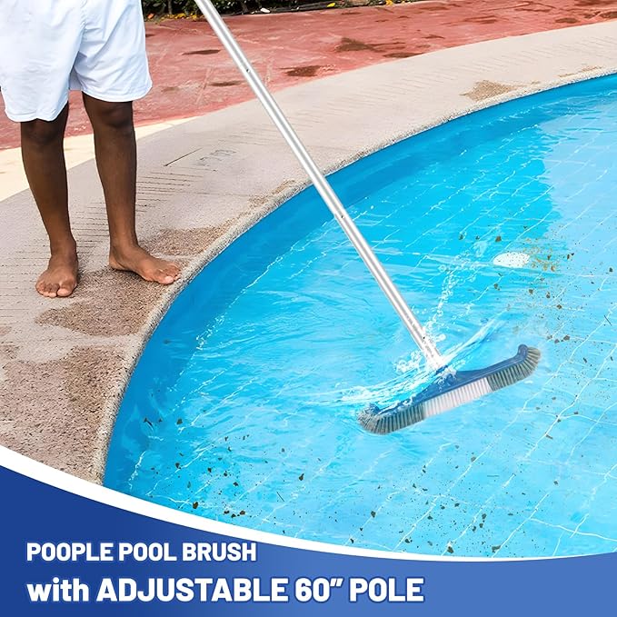 Swimming Pool Cleaning Kit - Includes Pool Skimmer Net, 18" Pool Brush with 8ft Adjustable Pole, Pools Maintenance Kits for Inground & Above Ground Swimming Pools, Removes Debris
