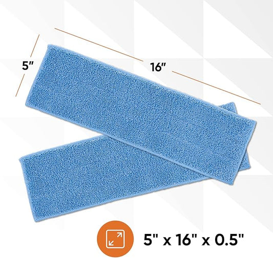 Superio Microfiber Mop Replacement Head, 16 inch Damp Mop Pad Refill for Miracle Mop Dusting and Spray Mop, attaches to Velcro mop(2 Pack)